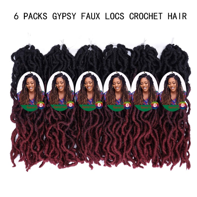 Liyate 14 Inch Goddess Faux locs Crochet Hair 6 Packs/Lot Soft Gypsy Locs Wavy Crochet Braids Dreadlocks 3 Tone Curly Wavy Twist Braiding Hair Extensions African Roots Braidï¼ˆ#1B/99j/530) - Image 3
